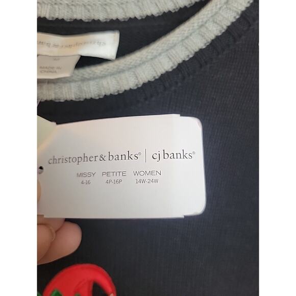 NWT Christopher & Banks Christmas Black Owl Knit Pullover Sweater Size Medium - Picture 8 of 15